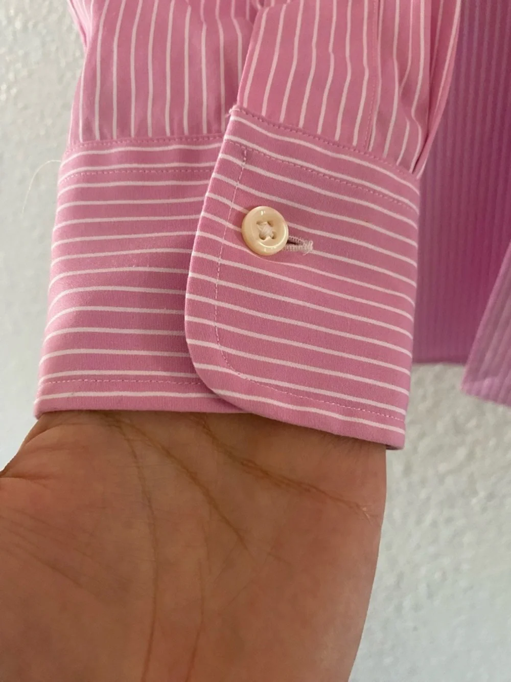 Polo by Ralph Lauren Pink and White Striped Cotton Long sleeve Dress Shirt
